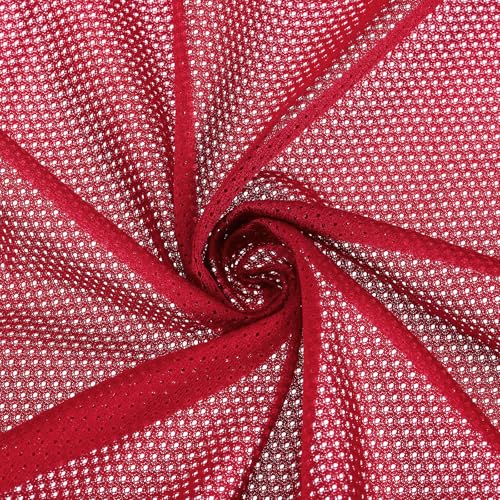 Tissu maille large élastique couture filet sac à dos vêtement rouge carmin