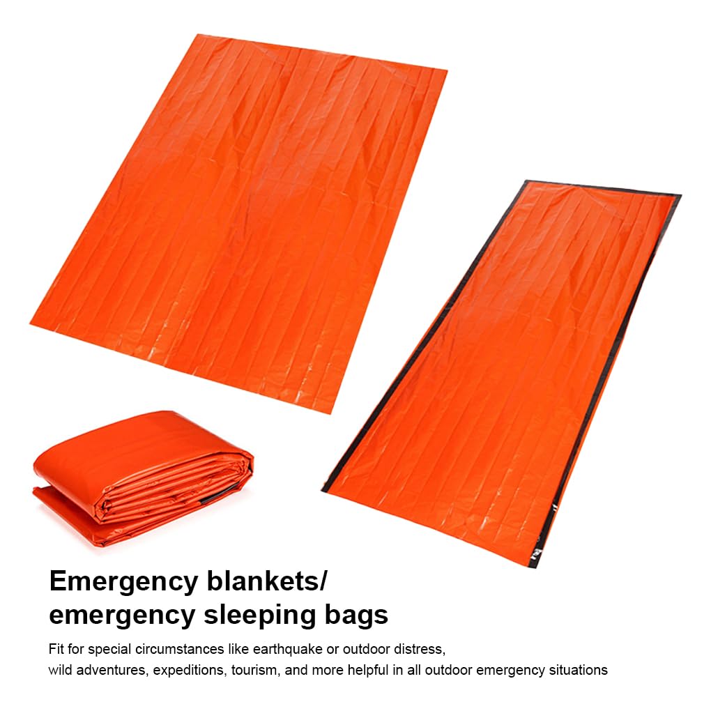 Juego de 10 sacos de dormir para exteriores, ligeros, con aislamiento térmico, manta de primeros auxilios, cálida, impermeable, kit de supervivencia, senderismo, aventura, saco de dormir