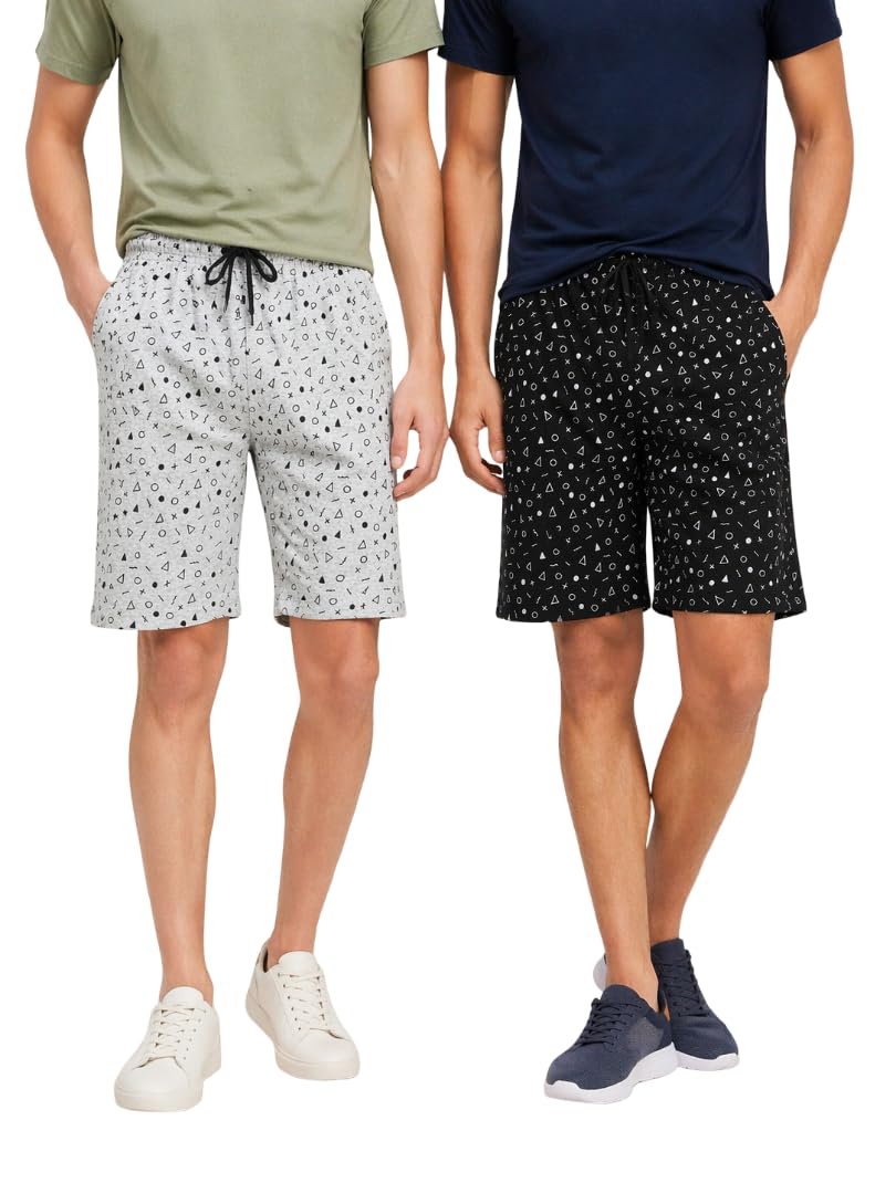 alza Men’s Cotton Printed Shorts Elastic Waist Casual Summer Shorts-picture-22