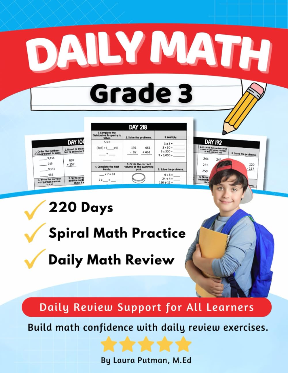 Daily Math Grade 3: 220 Days of Spiral Math Practice (3rd Grade Math Workbooks)