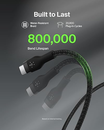 Miniatura 3 de Belkin BoostCharge Pro Flex Trenzado USB-C a USB-A (2M/6.6 pies) Cable de Carga Rápida Certificado USB-IF para iPhone 17, iPhone 17 Pro, iPad Pro,