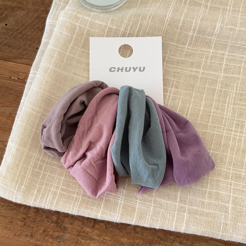 Lemeilleur 20 PCS Wide Cotton Seamless Hair Ties Bands Headrope Ponytail Holders Thick Hair High Elastics for Thick Heavy and Curly Hair Multicolor