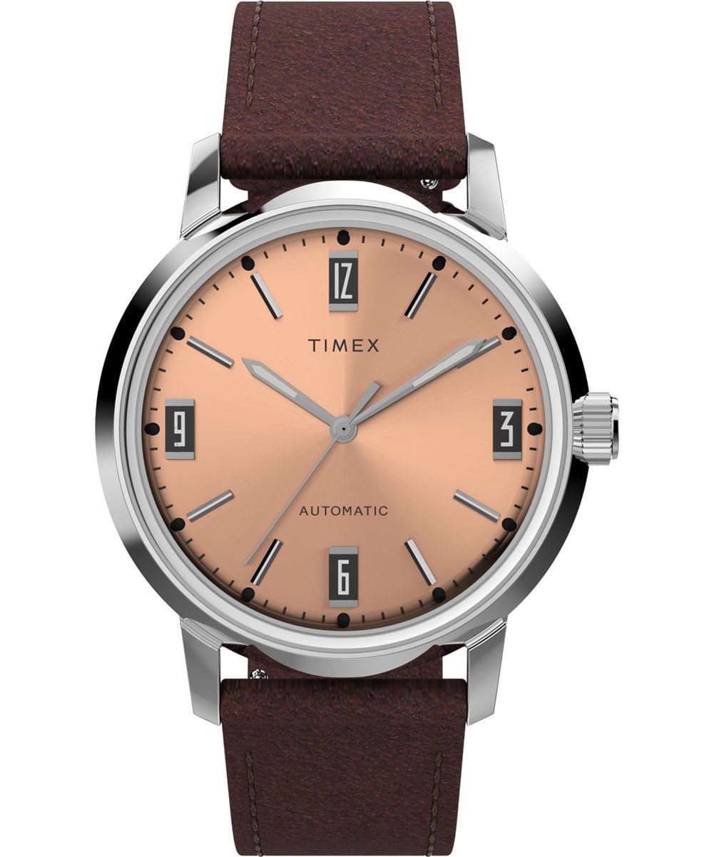 Timex Men's Analogue Automatic Watch with a Leather Strap Marlin Automatic