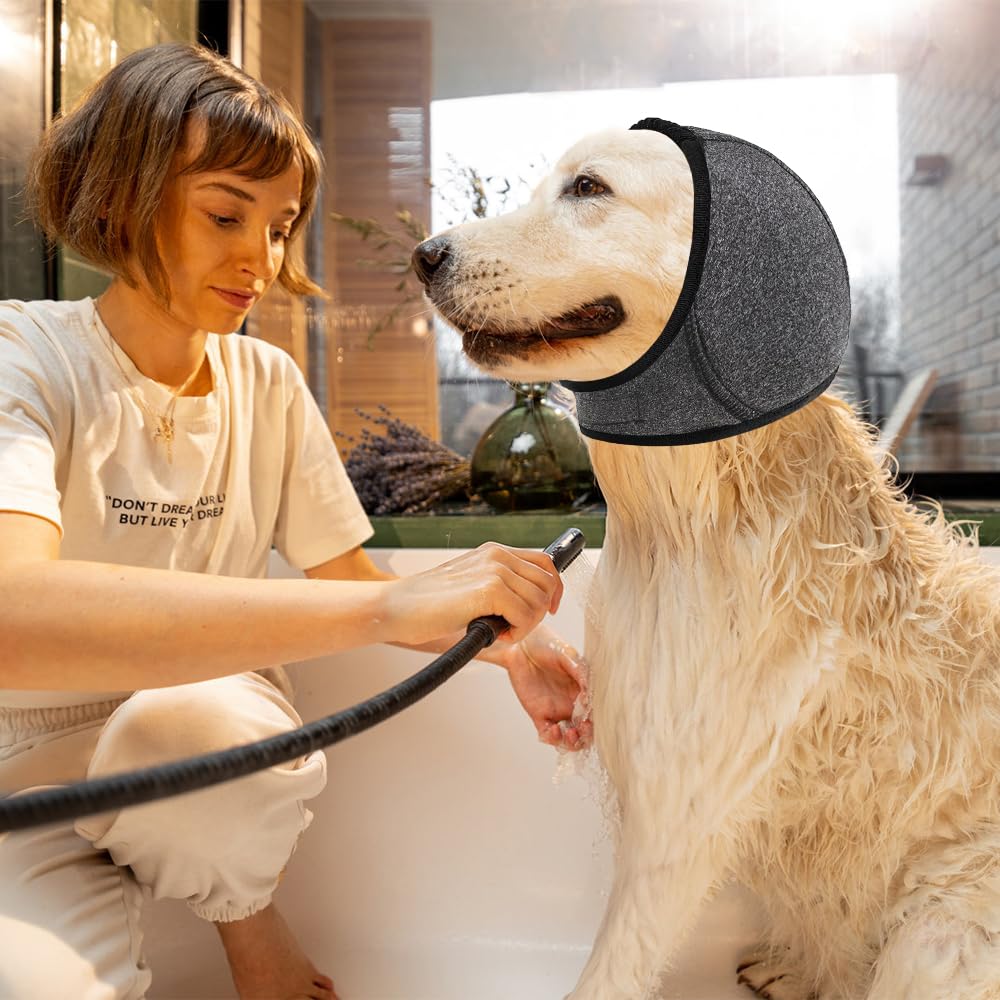 Grigio L Paraorecchie per Cani Impermeabili, Copriorecchie Cuffie per Cani Antirumore, Protezione Regolabile per Le Orecchie per Animali Domestici, Protezione dal Rumore Copri Orecchie per Cane