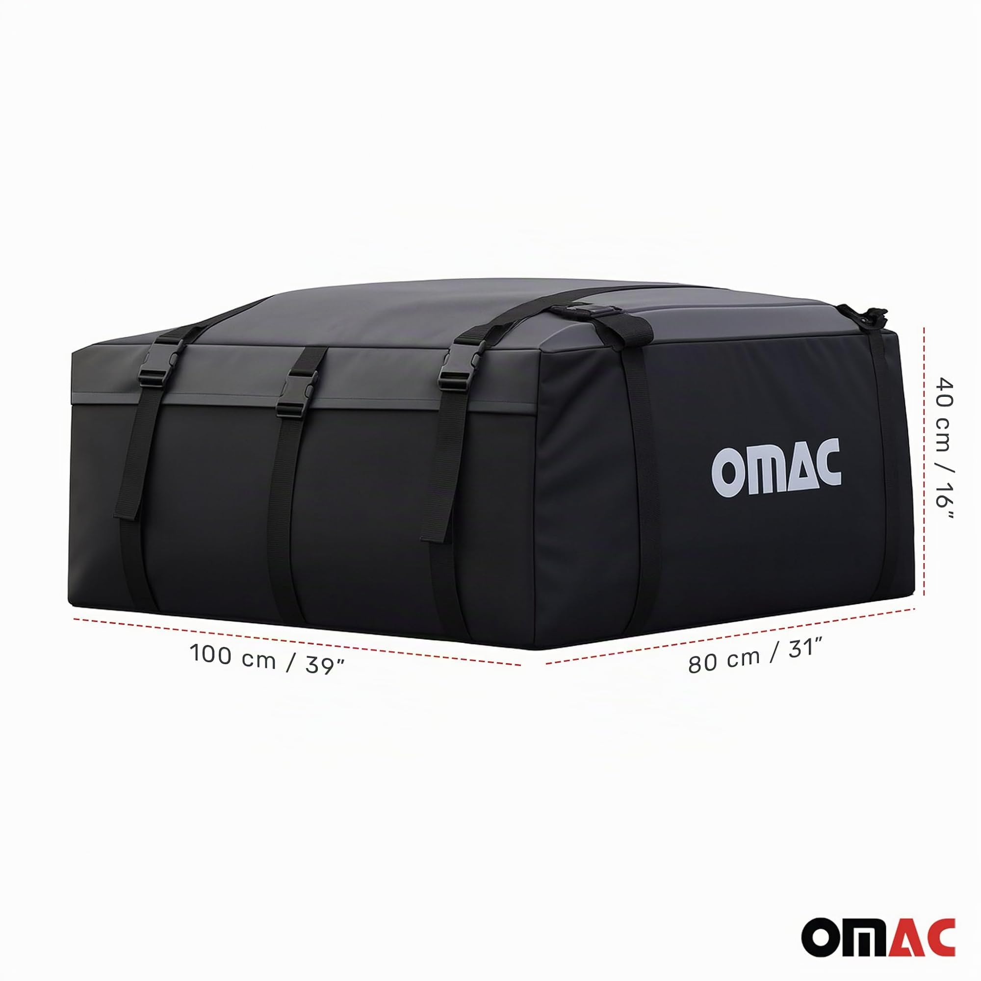 OMAC Auto Dachbox 500 Liter Faltbare wasserdichte Dachtasche Gepäckbox mit Aufbewahrungstasche und 6 Verstärkungsschnallen kompatibel mit Autos mit/ohne Dachträger