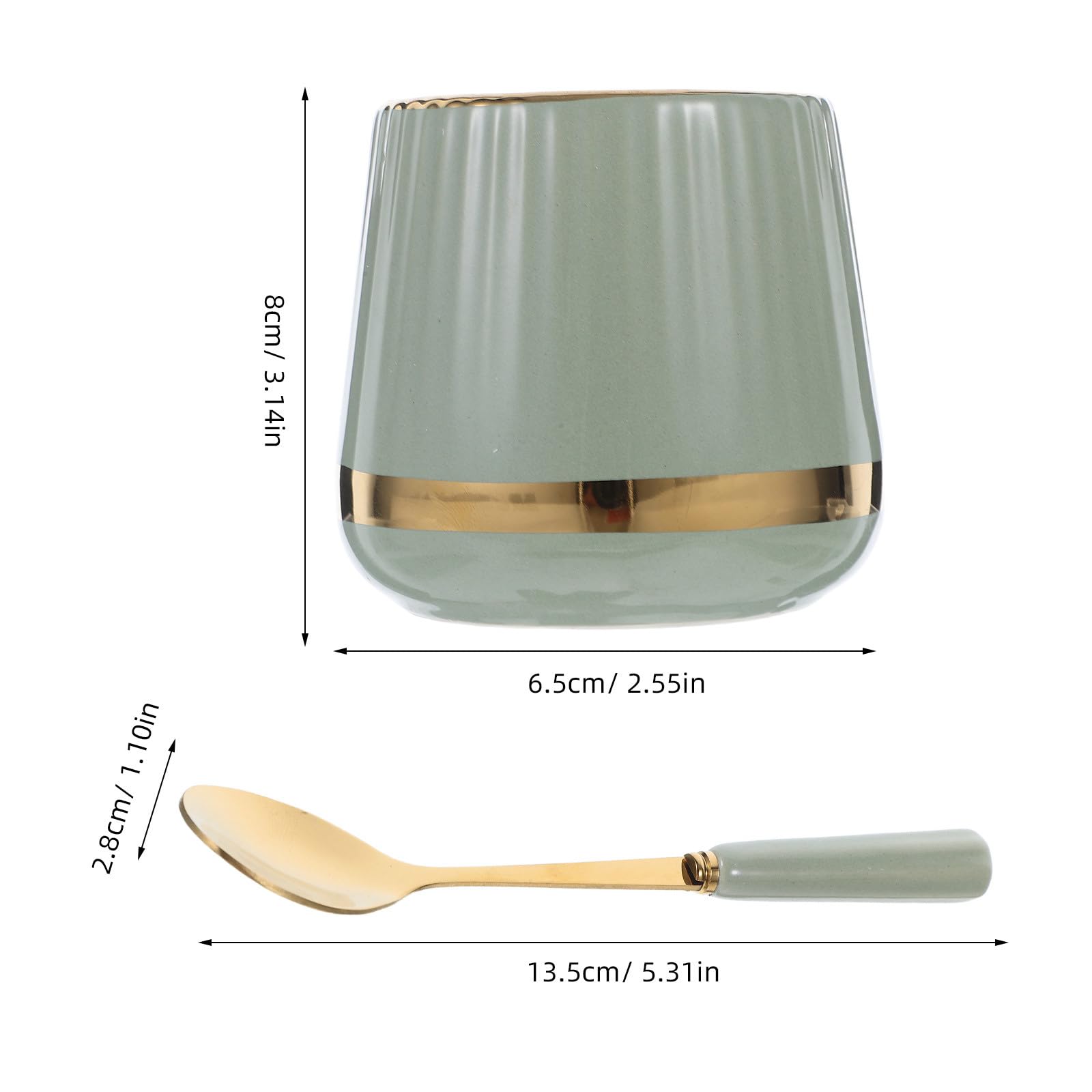 Ciieeo 7pezzi Cucchiaini da Caffè in Acciaio Inossidabile di Utensili per Caffè con Supporto in Ceramica Mini Cucchiaini da Dessert per Mescolare Macinato