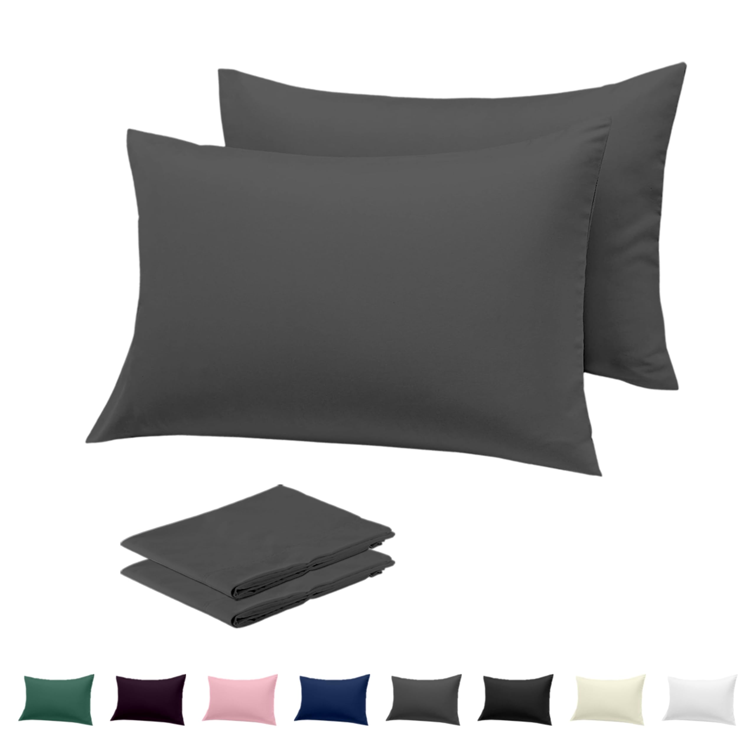 Rohi Dark Grey Pillow Cases 2 Pack 100% Microfibre Pillowcases – Envelope Closure Standard Size 50 X 75 Cm Pillow Covers – Ultra Soft, Hypoallergenic & Durable Pillow Cases ( – 50 X 75 Cm)