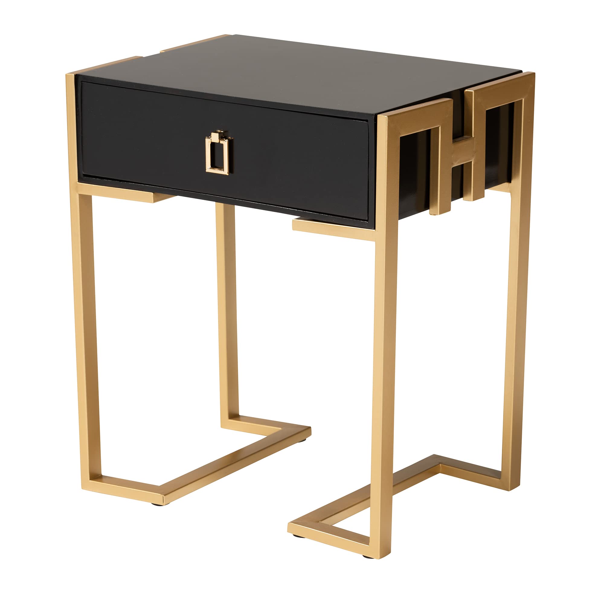 Baxton StudioLuna End Table, 1-Drawer, Black/Gold