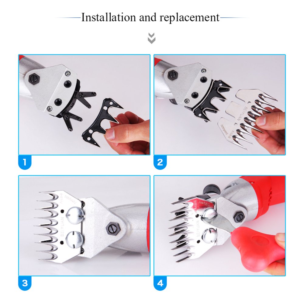 Esquiladoras De Ovejas Cizallas Electricas 500W 13 Dientes Cuchillas Tijeras para Cabras Alpacas Llamas Pelaje Grueso Animales Granja Ganadería Suministros para Mascotas 110V/220-240V