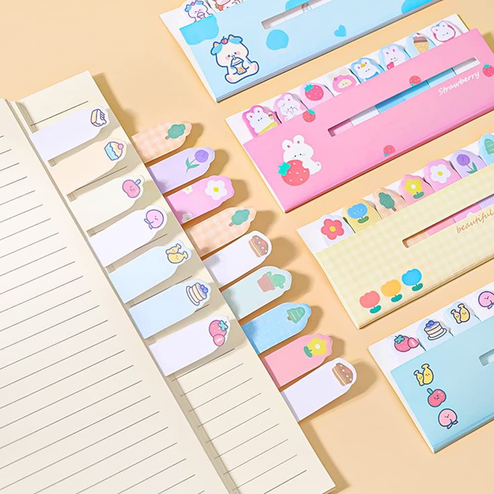 Mini-Haftnotizen mit niedlichen Tieren, Pflanzennahrung, 8 Stile, Cartoon-Flaggen, Index-Tabs, selbstklebend, lustige Post-it-Notizen, 120 Blatt/Packung, für Studenten, Lesezeichen, Büro, Schule,