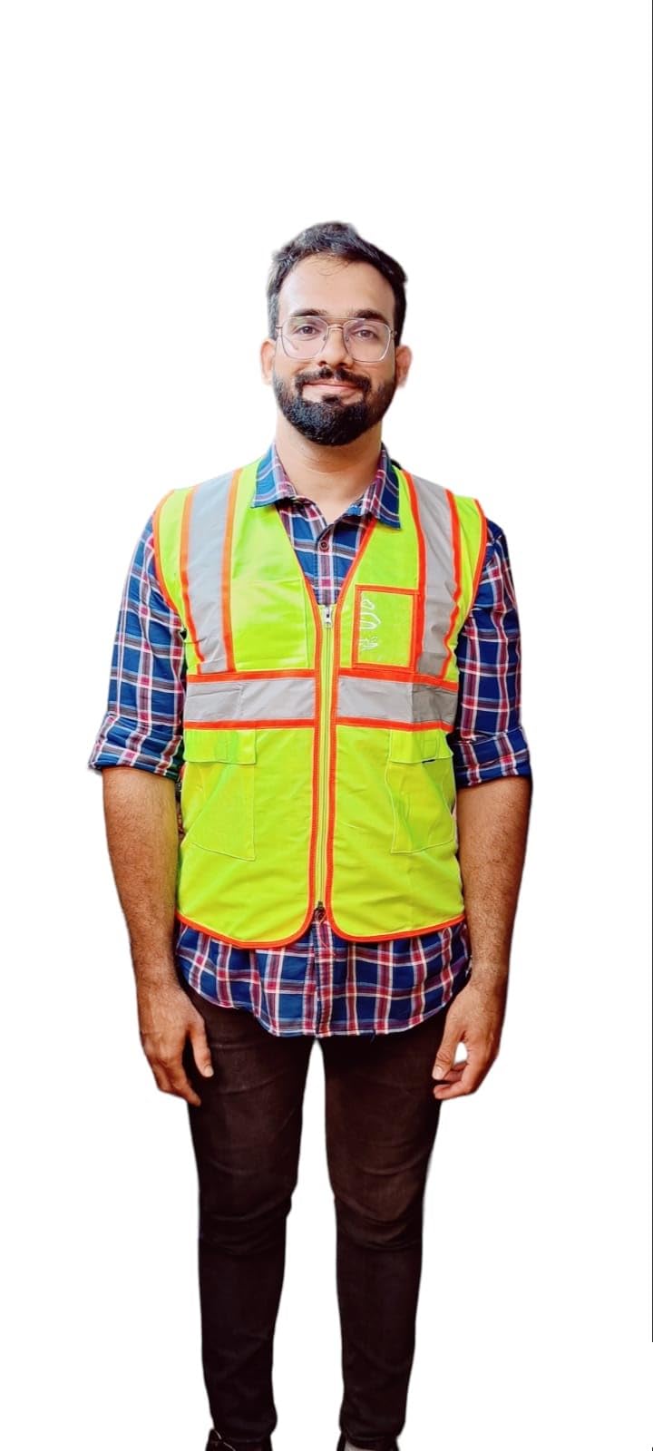 Tool Zone ENLIGHT Fluorescent Reflective Jackets With Orange Piping Zip Chain Flap Pockets and ID Card Space Industrial Construction Mechanical 2V + 1 H Unisex Pack on 1 Pc Free Size