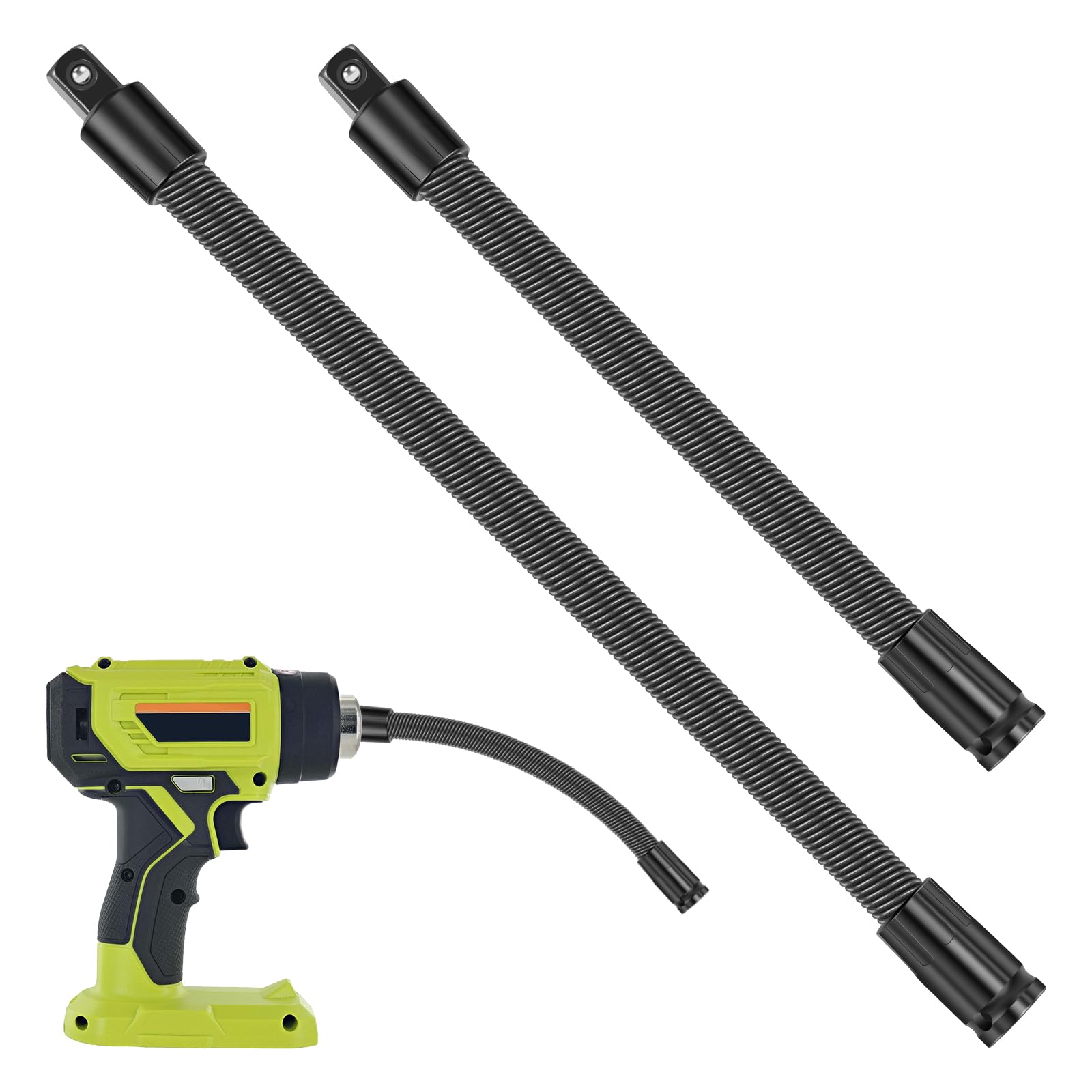 1/2" Flexible Shaft Extension Torque Socket, Flex Reach Electric Wrench Connecting Rod for Tight Spaces, Heavy-Duty Spring Bar for Automotive Repair (250mm/350mm)(2 Pcs)