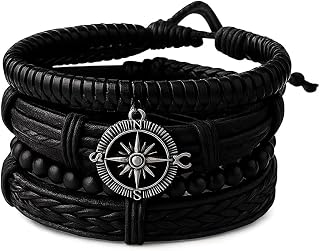 Vientiq Contemporary Beaded Braided Leather Bracelet For Men/Boys Price In India