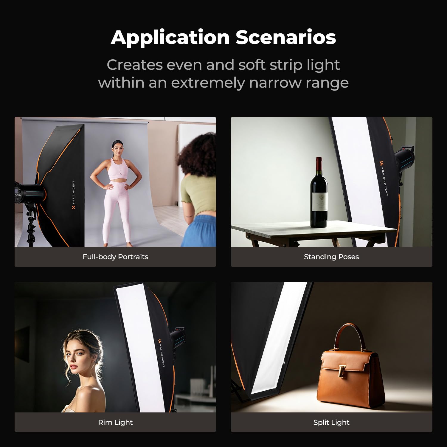 K&F Concept Softbox Rectangulaire 30x120cm Bowens pour Studio