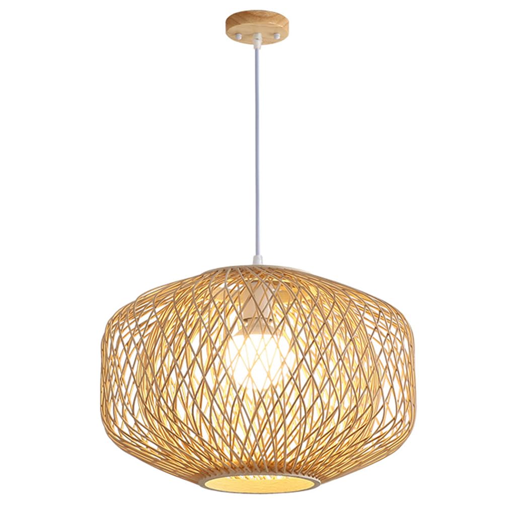 LYMSXAZOU Ceiling Hanging Boho Chandelier, Rattan Wicker Light Fixtures DIY Hand-woven Bamboo Lamp Southeast Asian Style Restaurant Corridor Tea Room Indoor Lighting