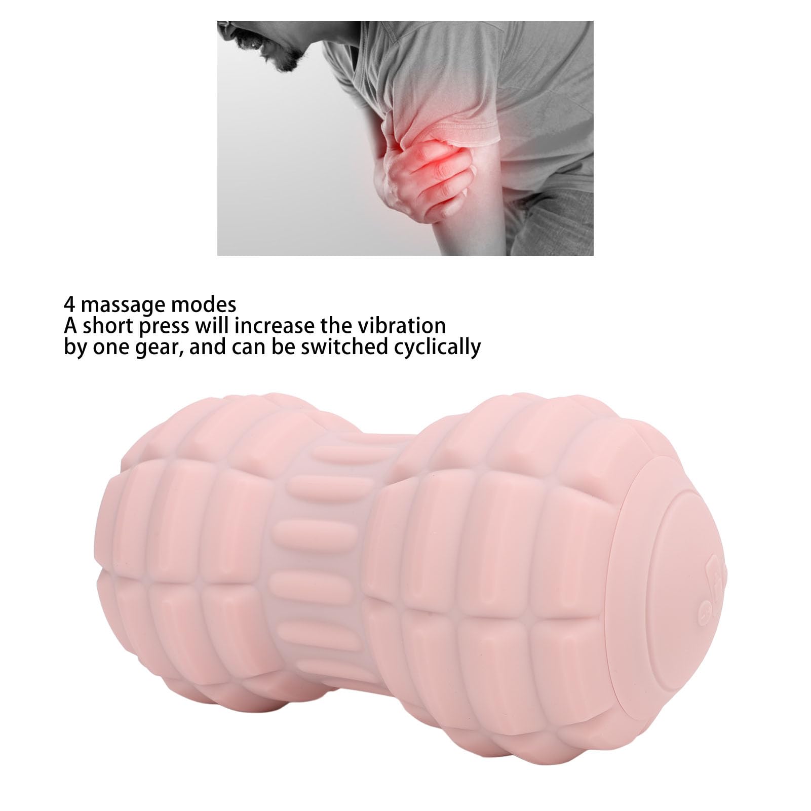 Fabater Bola de Masaje Vibratoria, Rodillo Masajeador Eléctrico de Tejido Profundo de 4 Velocidades, Rodillo de Bola Masajeador con Punto de Disparo para Espalda, Cuello, Pie, Dolor (PINK)