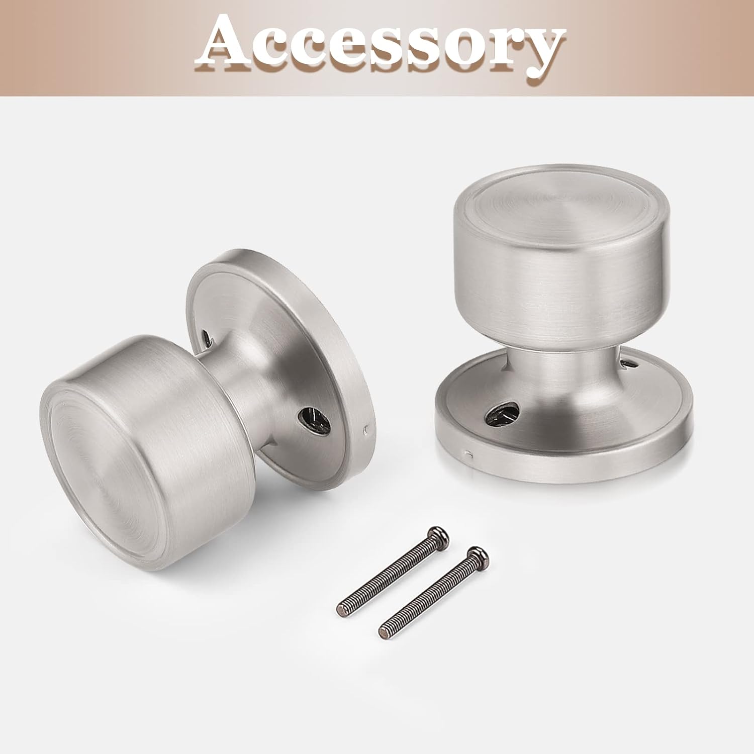 knobelite 2 Pack Dummy Knobs Satin Nickel Closet Door Knobs Single Side Non-Turning, Inactive Interior Round Knobs