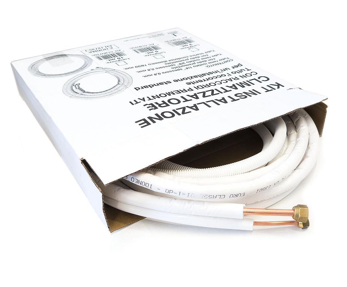 KIT tubi rame climatizzatore 1/4 3/8 5 mt raccordi tubo condensa condizionatore