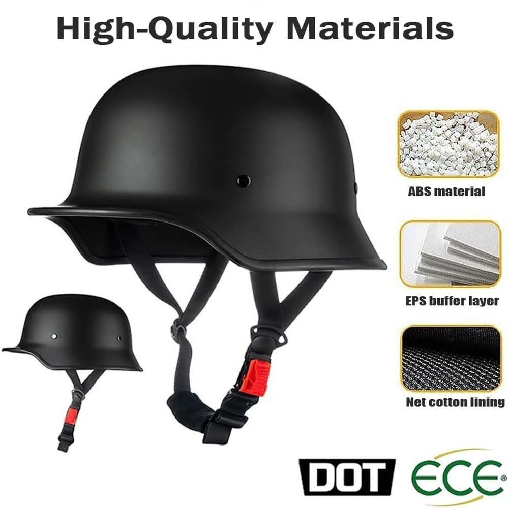 Retro-Halbhelm für Motorräder im Deutschen Stil, Retro-Halbschalenhelm mit DOT/ECE-Zulassung, Vintage-Offener Helm, Jet-Helm für Damen und Herren, Fahrrad, Cruiser, Chopper, Moped