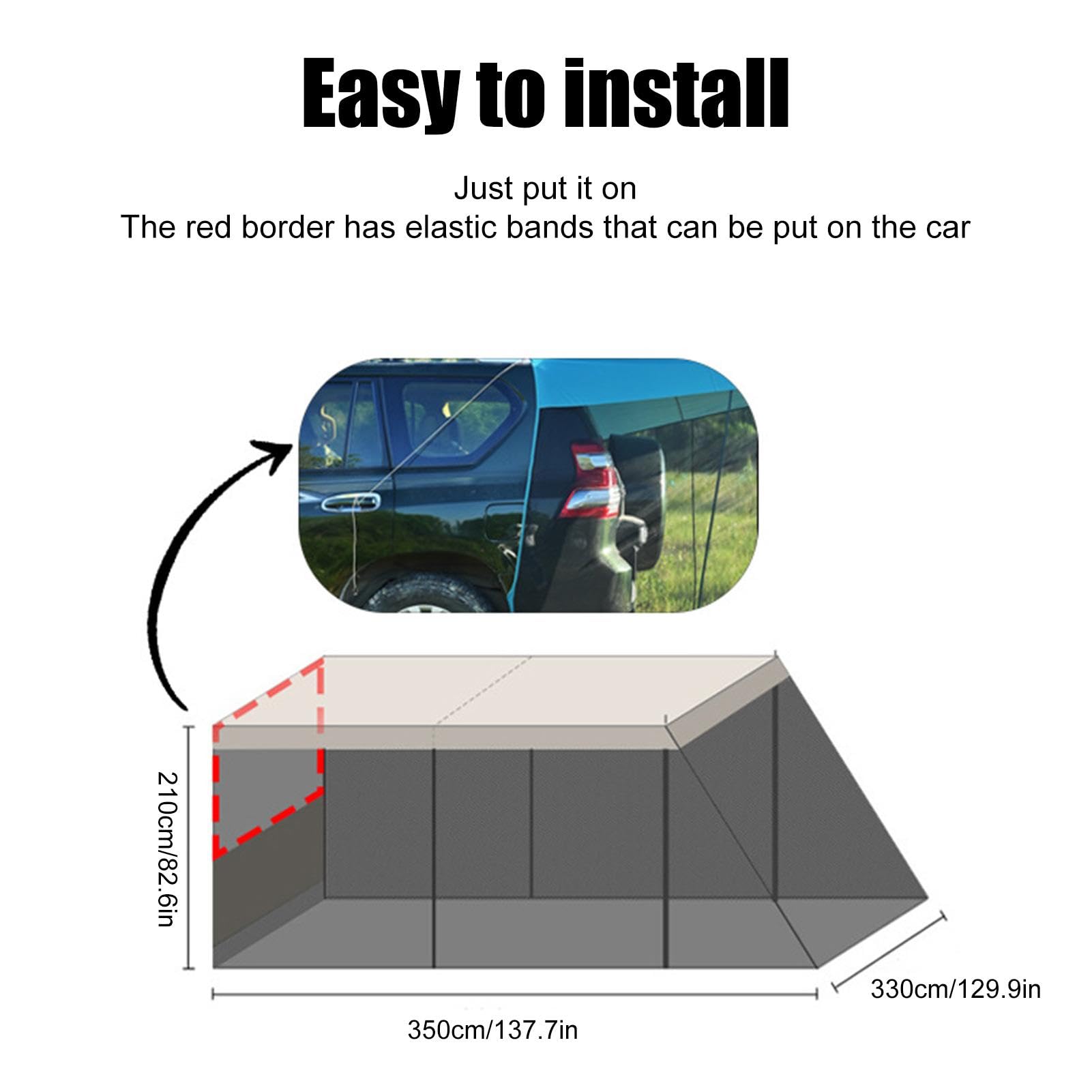 Tende da campeggio SUV per campeggio, tenda da campeggio per portiera | posteriore di SUV,Tenda per auto con rete di schermo per tende SUV - protezione UV, tenda da tetto auto a prova di