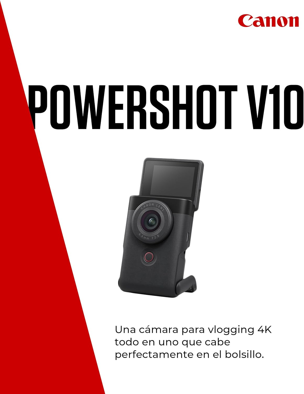 Canon Powershot V10 Starter Kit + Accesorios + Memoria 64GB, Cámara Vlogging y Streaming, Sensor 1″ 20,9 MP, Vídeo 4K, Objetivo 19mm, WiFi, Bluetooth y USB-C, Pantalla Táctil Ángulo Variable, Negro 3