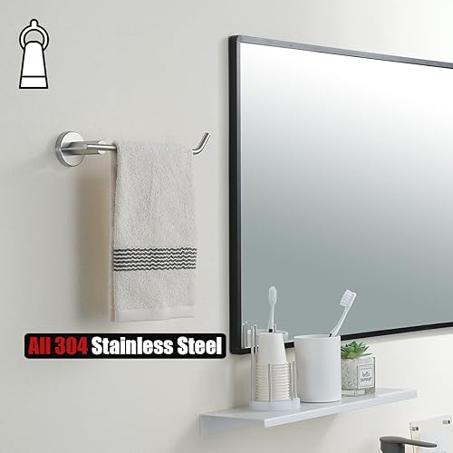 Miniatura 3 de JQK Toallero de mano, anillo de toalla de acero inoxidable para baño, soporte para collar de 9 pulgadas, soporte de pared con acabado cepillado,