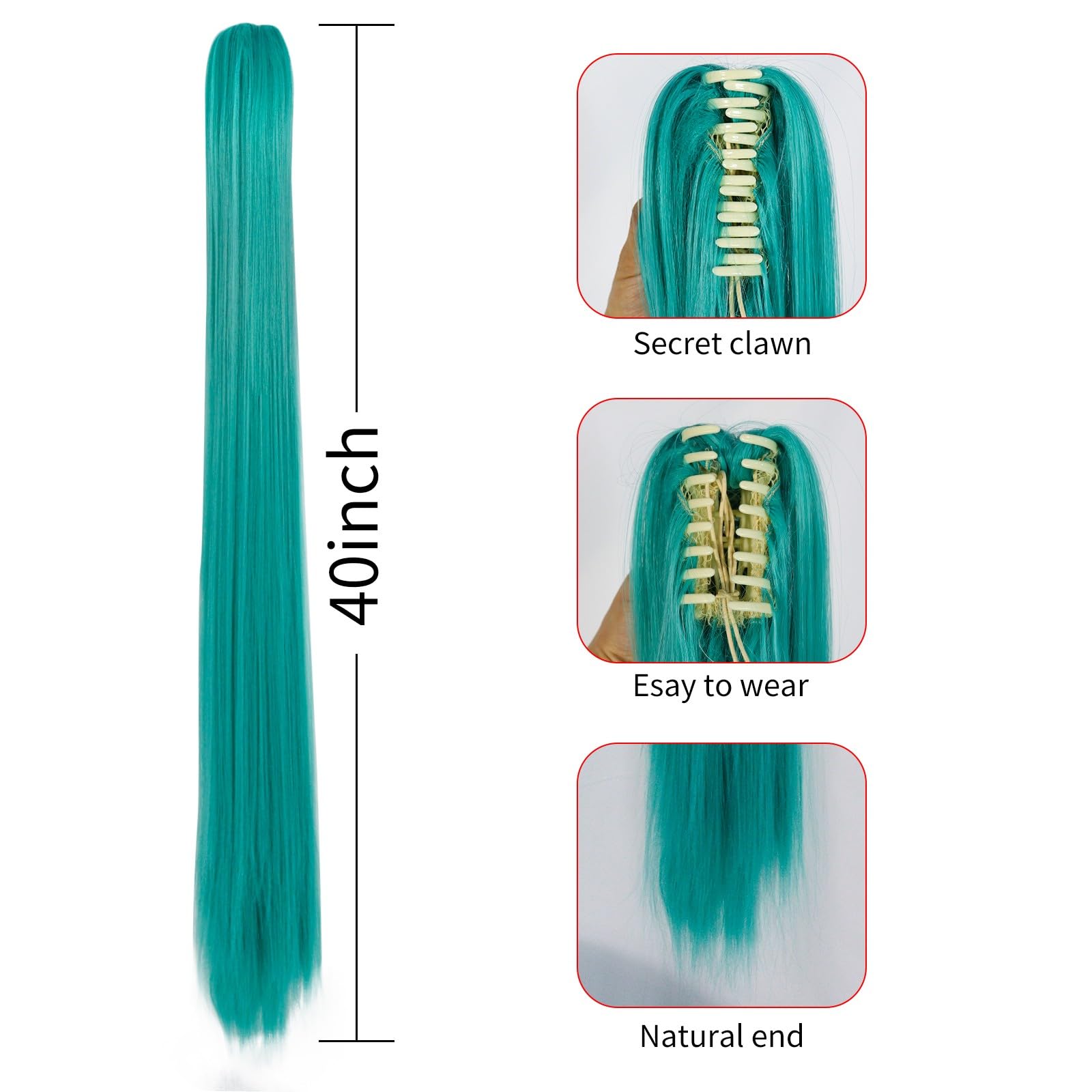 Ebingoo Blue Braided Cosplay Wig for Women + Wig Cap Long Straight Synthetic Costume Wig for Halloween Costume Anime Party: Green