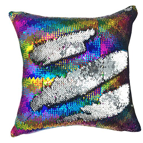 YOUR SMILE Mermaid Throw Pillow Case Magic Reversible Sequins Decorative Cushion Cover Pillowcase for Couch Sofa Bed,16 X 16 Inches, (Multicolour/Gray) by YOUR SMILE - Image 2