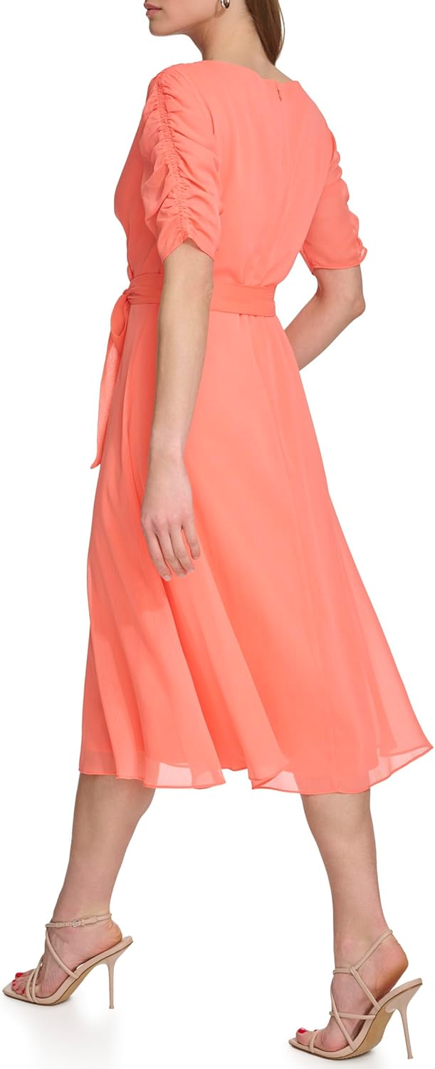 DKNY Womens 3/4 Sleeve Faux Wrap Dress - Image 4