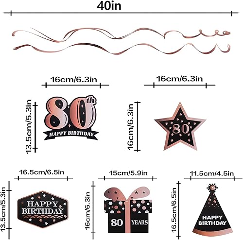 Miniatura 604 de LINGTEER Happy 65th Birthday Decorations Set - 12Pcs Black & Gold Swirls Streamer,Happy Birthday Bunting Banner,Cheers to 65 Years Old Bday Party