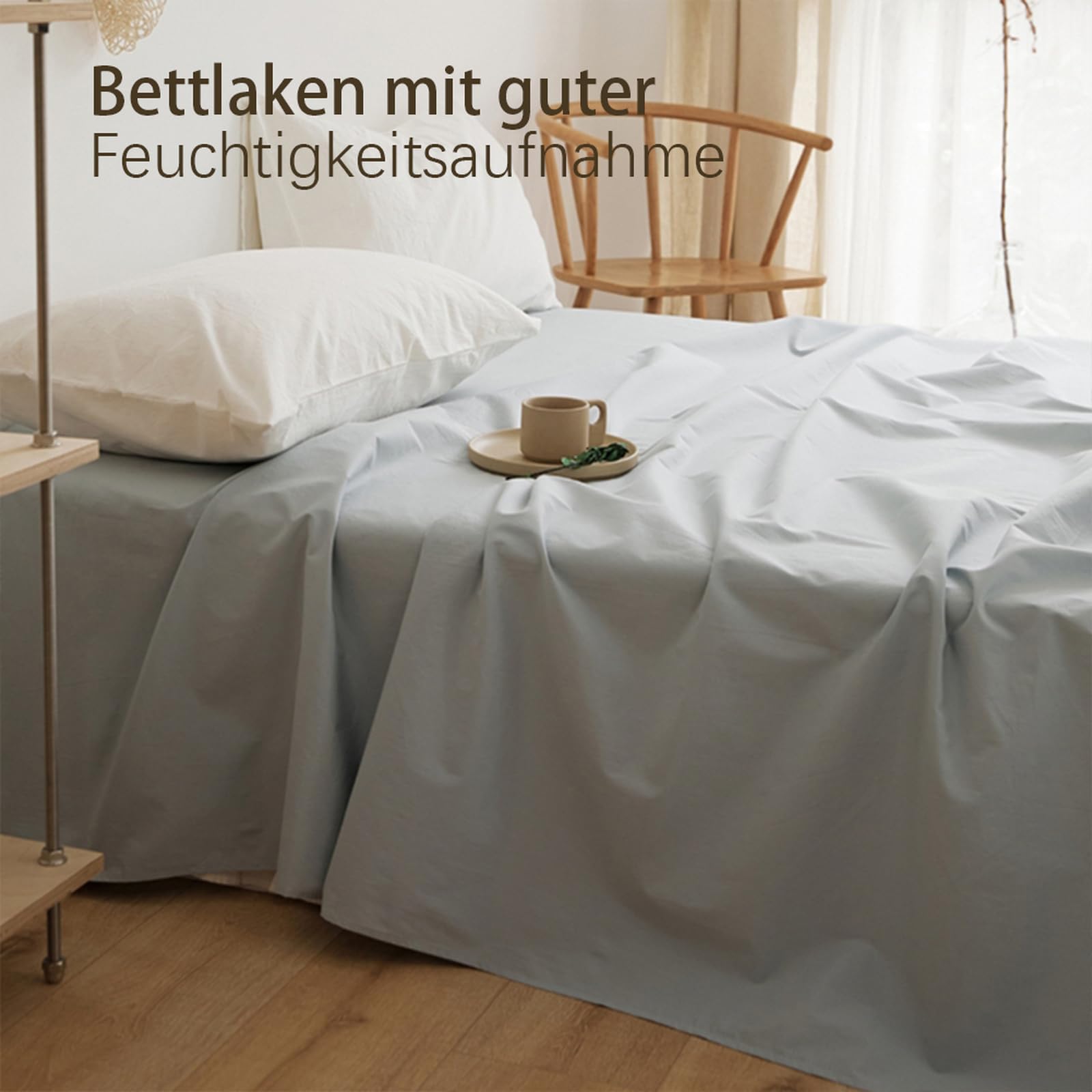 Bettlaken ohne Gummizug 200 x 230cm Baumwolle Betttuch Weiß | Leintuch aus 100 % Baumwolle Betttuch für Doppelbett Weicher und Komfortabel Waschbar und trocknerfest