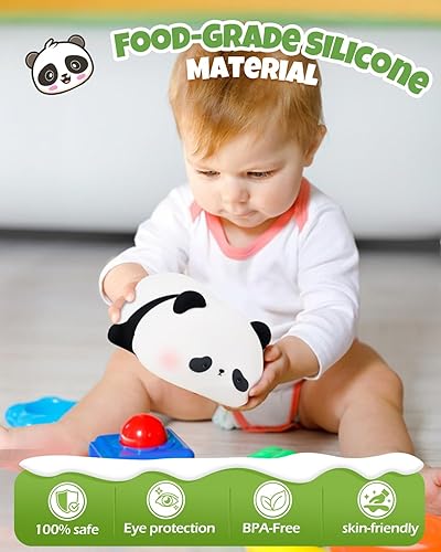 Miniatura 5 de Linda luz nocturna de panda, lámpara de animales, silicona de grado alimenticio, recargable, 3 niveles regulables, luz nocturna blanda para