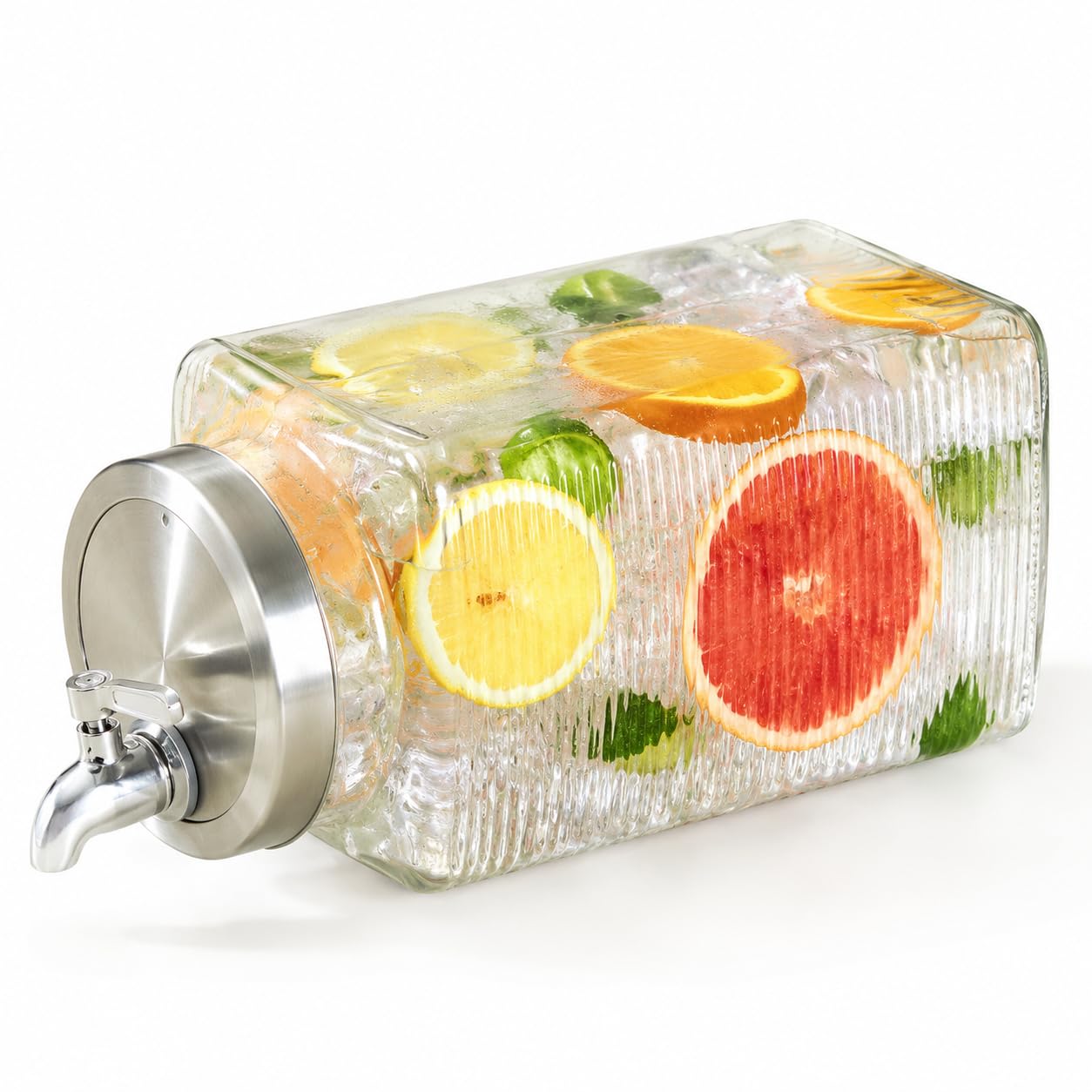 Dispenser Bevande Frigorifero Rubinetto, Struttura in vetro, Contenitore con dosatore, Per idratazione quotidiana, Per lavoratori d'ufficio, style to 1