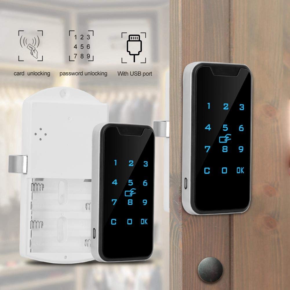 Serrure électronique à code numérique intelligent avec clavier tactile pour armoires et classeurs - Dispositif de sécurité haute sensibilité avec fonction de déverrouillage d'urgence USB