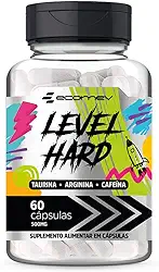 Pré Treino Level Hard Cafeina Taurina Arginina 500Mg 60 Cápsulas - Ecomev