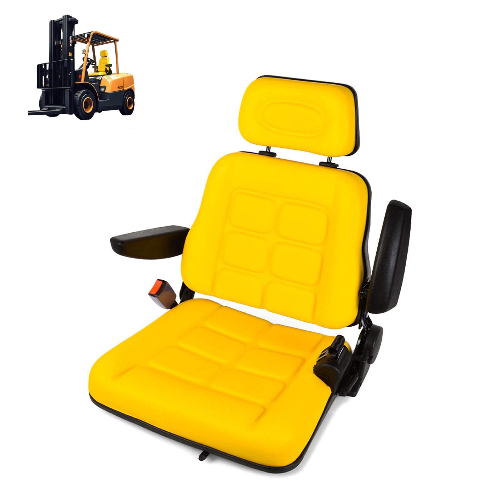 Siège Universel Pour Tracteur Et Tondeuse - Accoudoir Réglable, Ceinture Sécurité, Appui-tête - Confort Longue Durée