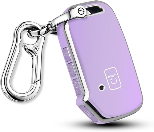 QBUC Funda para llavero Kia con llavero, funda protectora para llave de coche para Kia K5 Telluride Forte Sportage Soul Seltos, púrpura (CPurple)