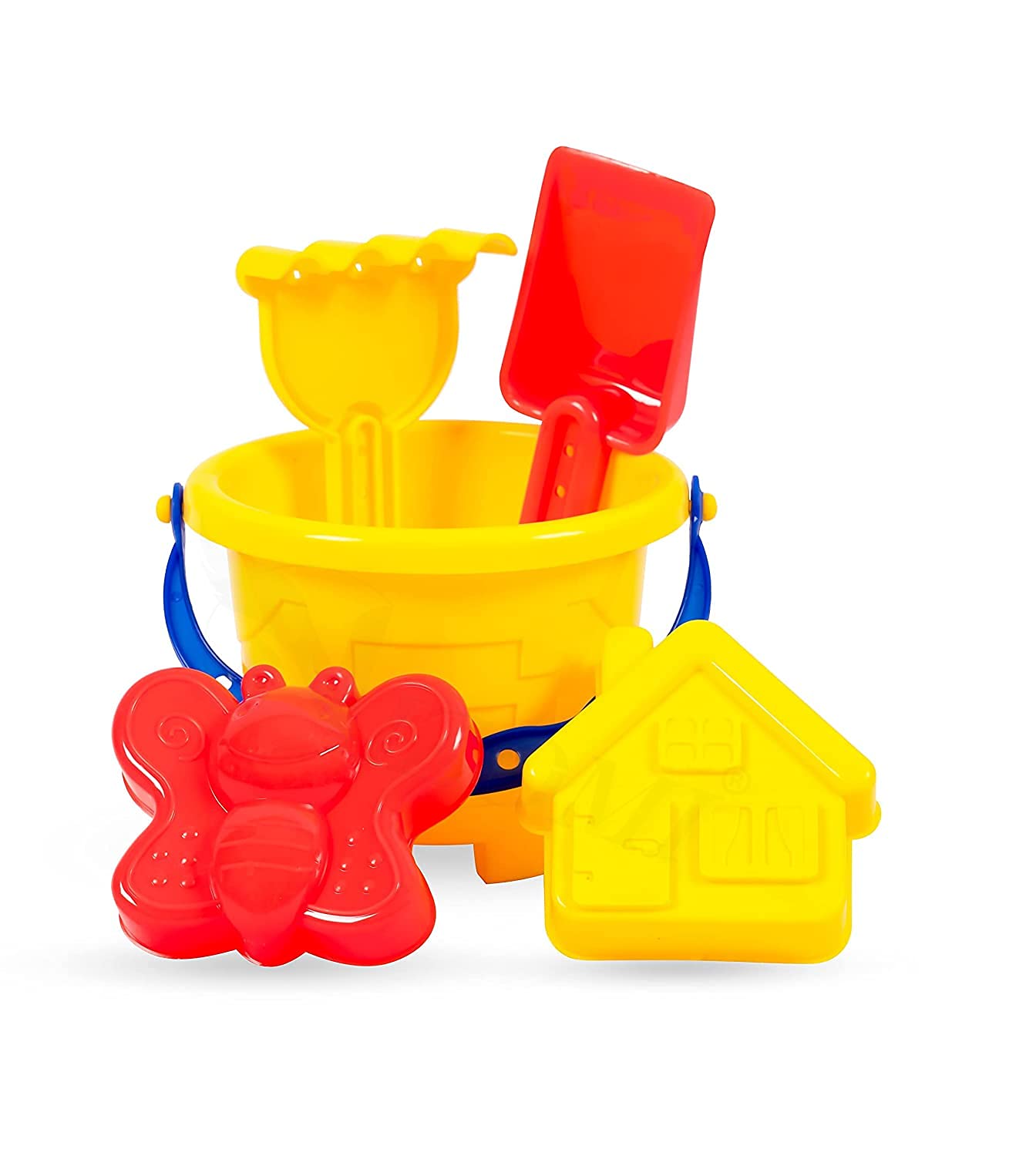 Beach Toys Set for Kids - Plastic Bucket, Animal Mold, Shovel, Spade Tool Kit - Fun Summer Art Toys, Multicolor, 5 Pcs