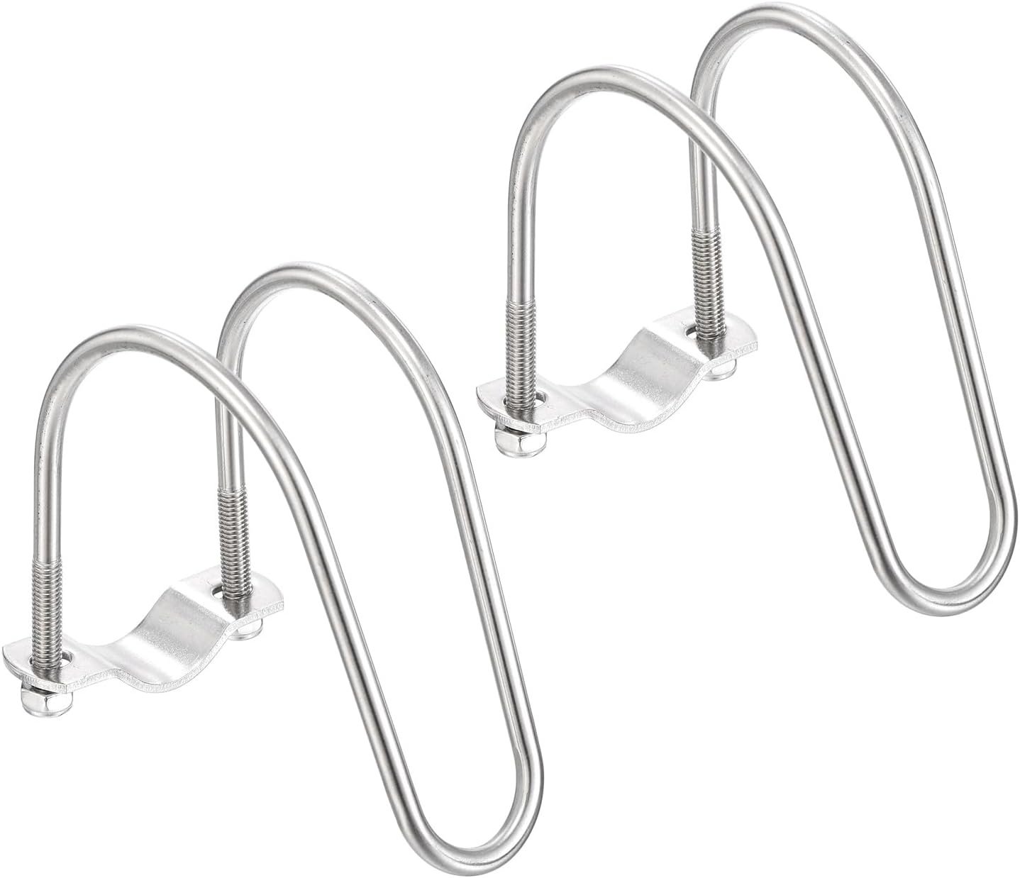 sourcing map 2pcs Cross Pipe Clamp 20mm x 60mm (0.79" x 2.36") M6 304 Stainless Steel U-Shaped Tube Buckle Crossover Steel Pipe Connector for Farm Greenhouse Awning Frames Nursery Fence