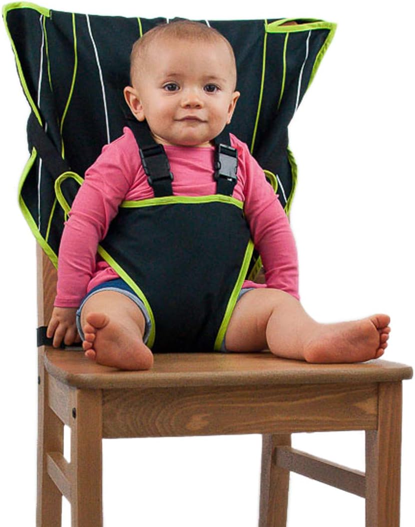 The Original Easy Seat Portable Safety Harness Chair Accessory (Black) - Quick, Easy Cloth Portable High Chair for Travel, Fits in Your Hand Bag as a Convenient Baby Travel Accessory