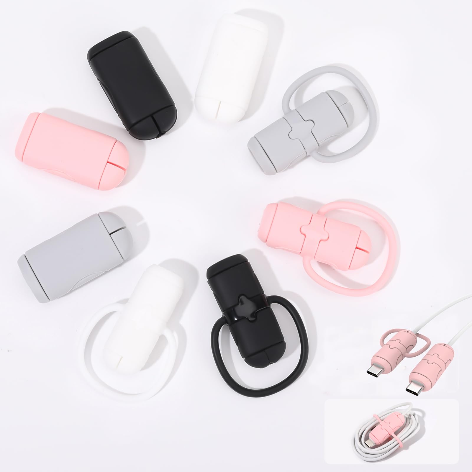 8pcs 4sets Icable Protector Durable Dual Type-C Charge Cable Protector - Protect and Extend Life of Charging Cables, Silicone Cord Protector, Compatible with iPhone Andriod Cable (Dual Type C, Set 6)