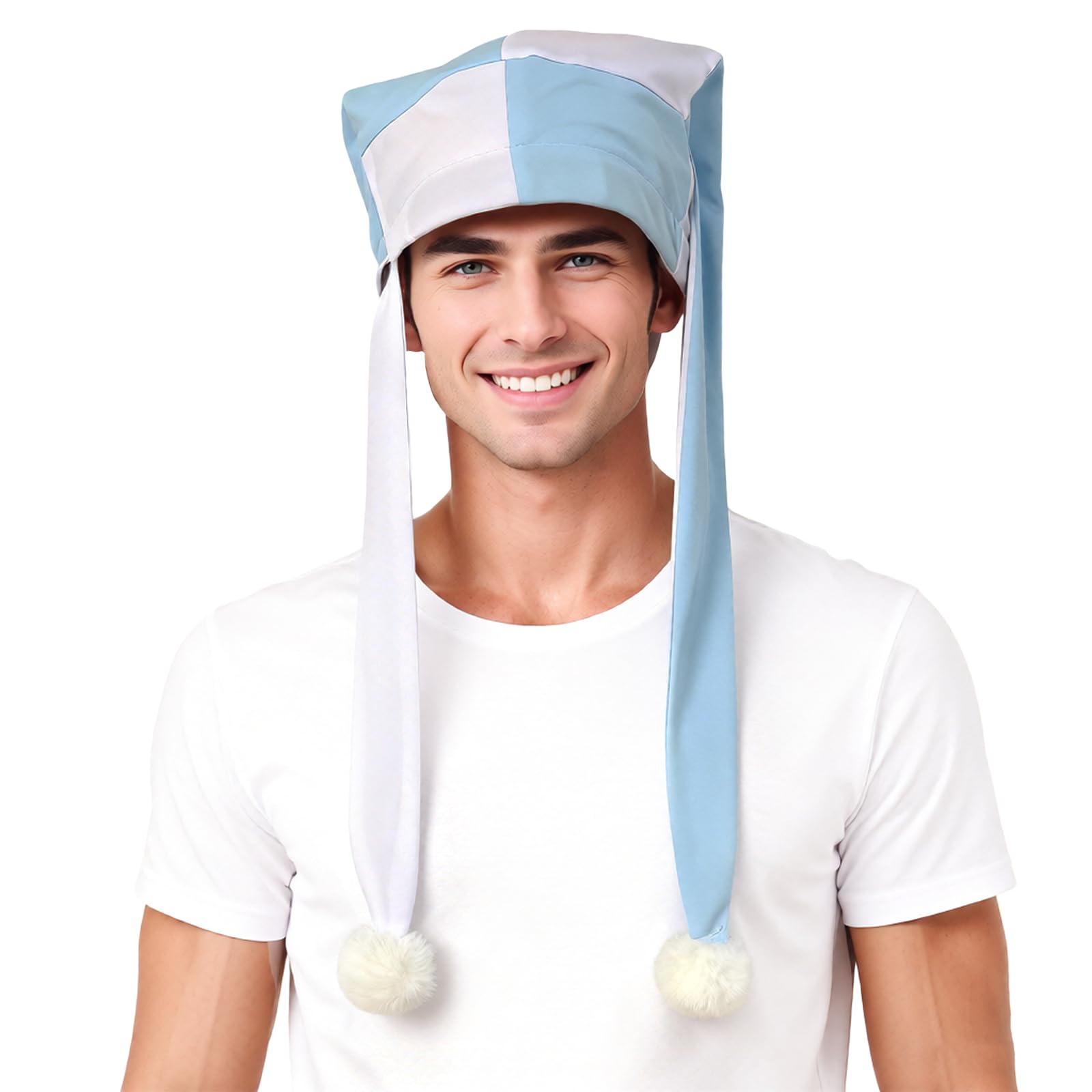 UniqKaliber Court Jester Hat,Pom-Pom Court Jester Hat Medieval Royal Clown Costumes for Halloween Carnival Party - Image 4