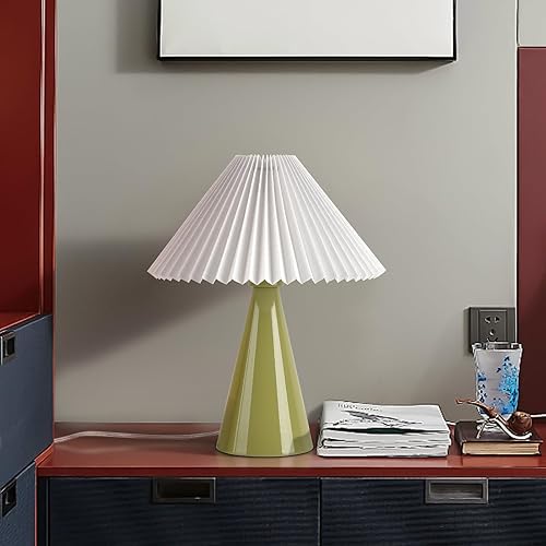 Miniatura 10 de Lámpara de Mesa Pequeña Dorada, Lámpara de Mesa Linda, Lámpara de Mesa Plisada, Lámparas de Dormitorio de Latón Dorado para Mesita de Noche,