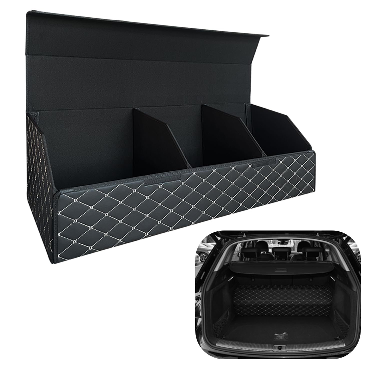 MAIBAOYUAN Car Trunk Organizer For Honda Pilot - Custom Fit,All-Season Use，Adjustable Partition Design,Large Space Outdoor,Leather,For Honda Pilot