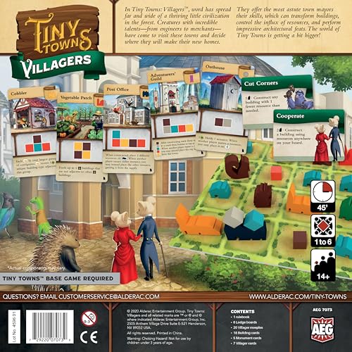 AEG Tiny Towns: Expansión Villagers | Criaturas Talentosas Han Llegado a Visitar | Añade Villanos, Nuevos Edificios y Monumentos | 1-6 Jugadores | Edad mínima: 14+ miniatura 2