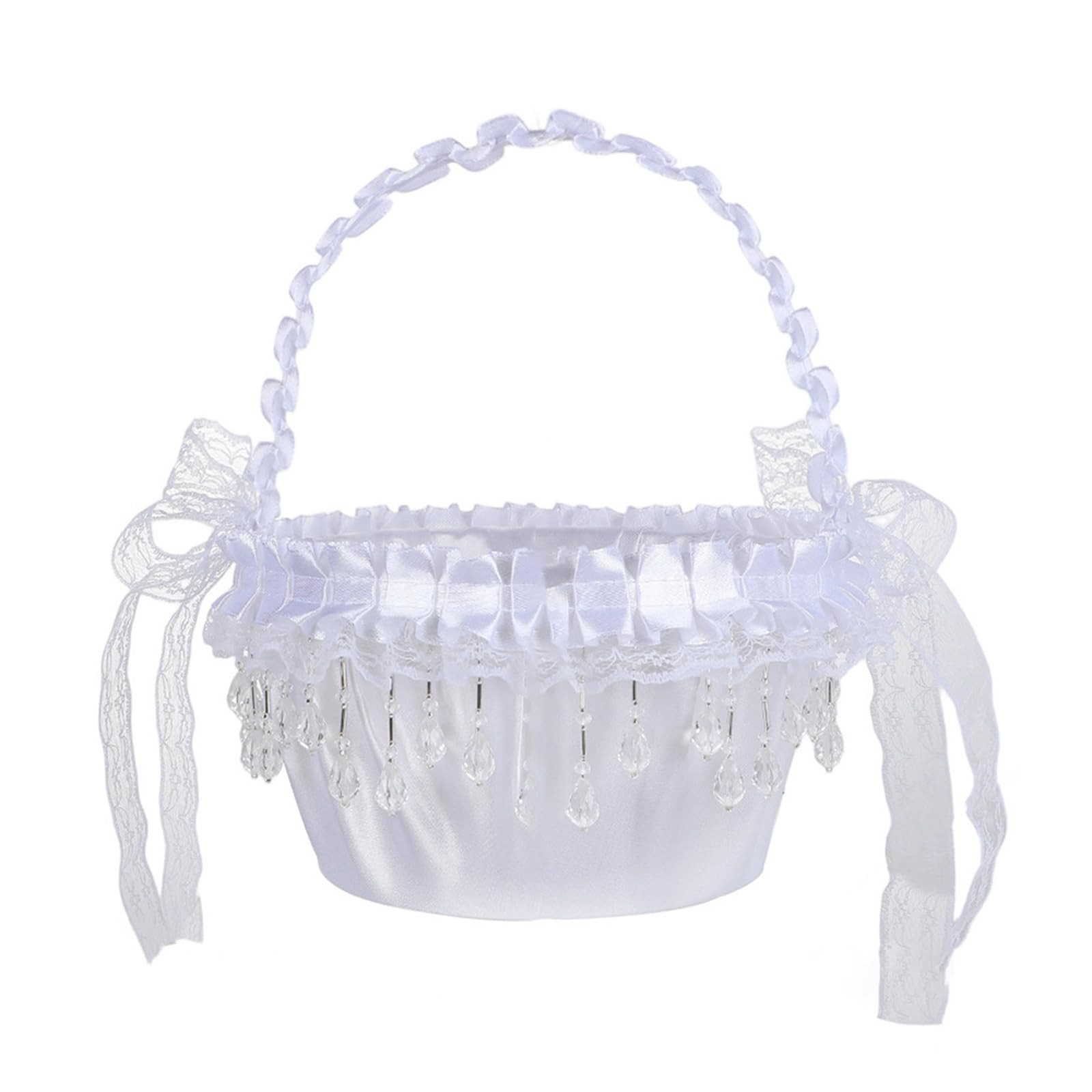 Elnwnnkc Girls Type A Multipurpose Decorative Cloth Basket For Flower Celebrations Flower Basket Elegant Lace