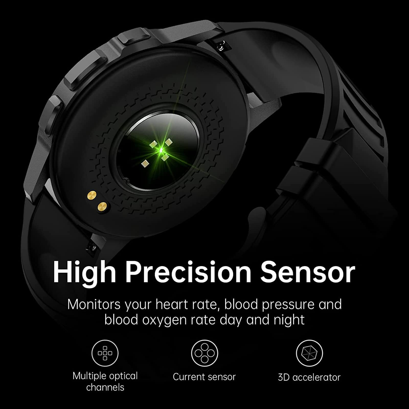 Smartwatch kompatybilny z IOS & Andriod, wodoodporny smartwatch IP68 3.4 cm dla mężczyzn i kobiet z pulsometrem, monitor aktywności z 24 trybami sportowymi, liczba kalorii odległości kroków, czarny
