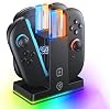 Base de carga para Nintendo Switch 2 (2025) para Joy-Con 2, estación de carga rápida magnética de doble dirección para controles con 9 luces RGB y cable de carga, accesorio de soporte para Joycon 2 1