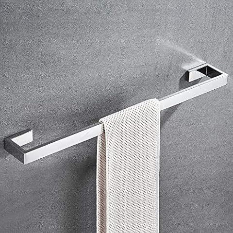 JunSun Square Towel Bar 24-Inch Stainless Steel Towel Holder Bathroom Accessories Square Bathroom Bars Towel Rack Bathroom Hardware Wall Mounted Stainless Steel Polished Chrome Cover