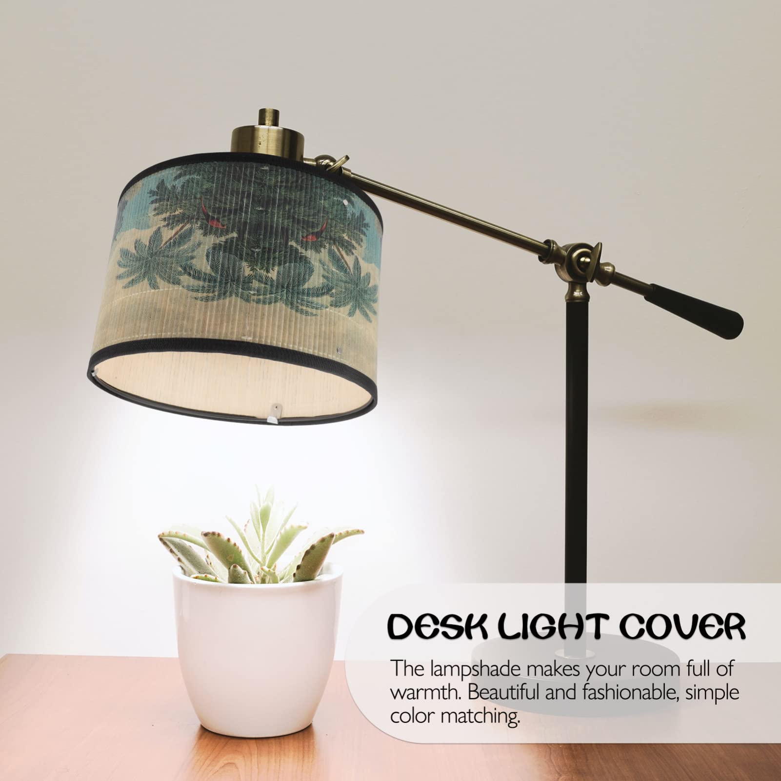 OSALADI Bamboo Lamp Shade 12 Inch Drum Pendant Light Cover with Retro Tree Pattern for Vintage Home Decor Ceiling or Table Lamps - Image 2